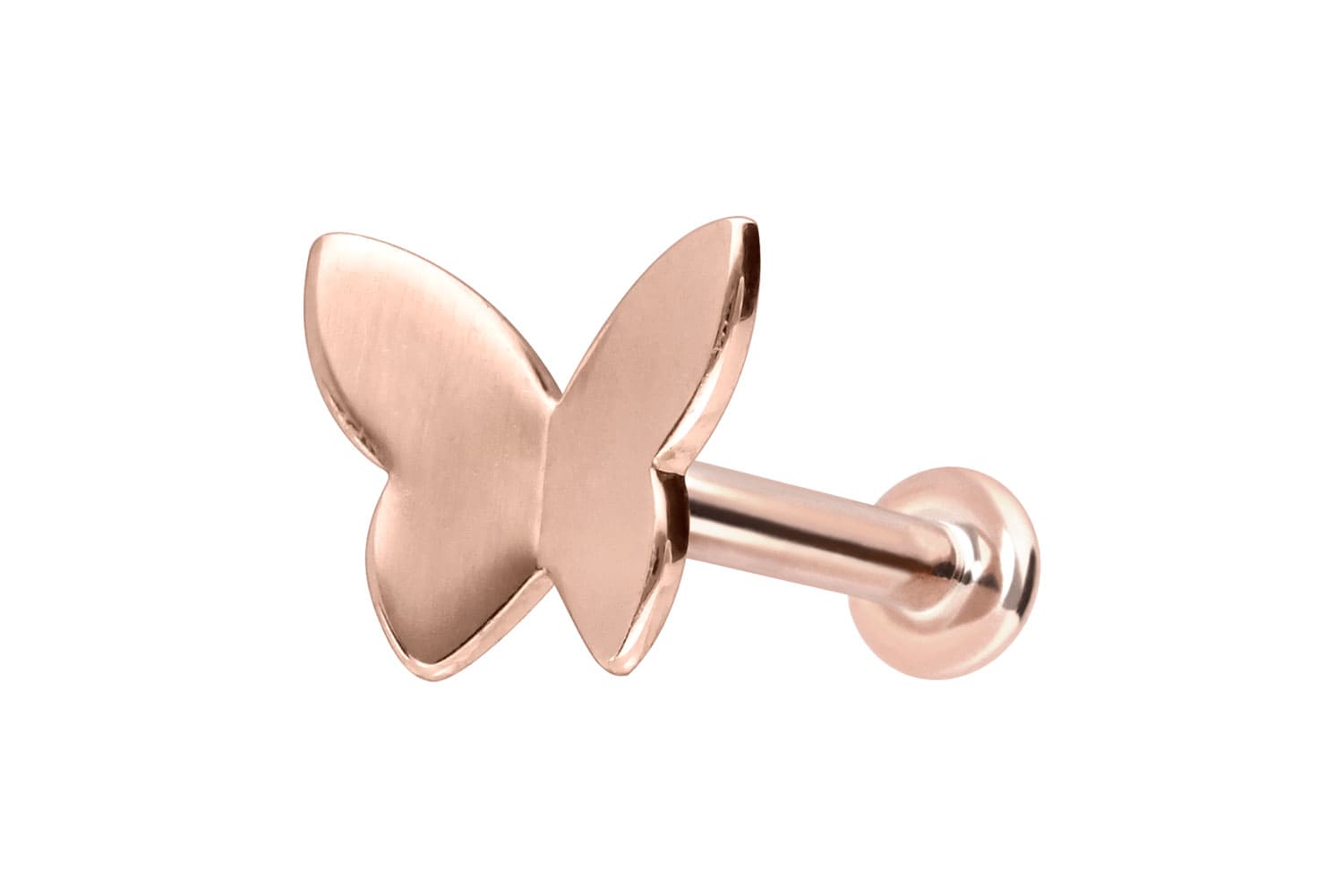 14 Karat Gold Labret Piercing mit Innengewinde SCHMETTERLING
